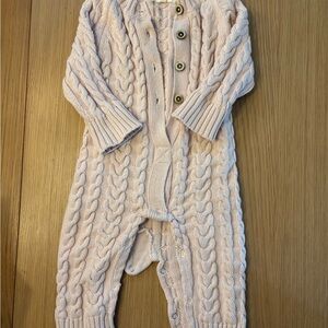 Elegant baby Soft Pink Cable Knit Baby Footie 3-6M